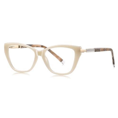 moomoobird Cat Eye Brillen für Frauen TR90 Rahmen Mode Brillen Rahmen weibliche trendige Brillen (beige frame) von moomoobird