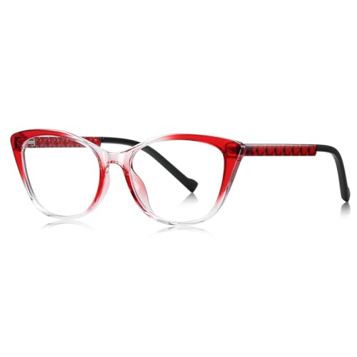 moomoobird Cat Eye Brillen weiblich TR90 Rahmen Mode Brillen Rahmen für Frauen (red with clear) von moomoobird