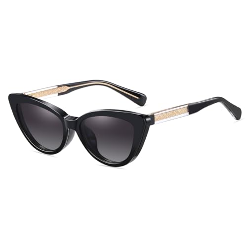 moomoobird Cat Eye polarisierte Sonnenbrille für Frauen Magnetklipp auf Brillen TR90 dicker Rahmen (black with grey) von moomoobird