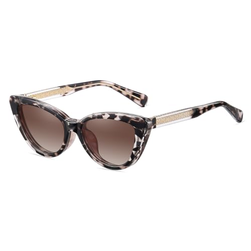 moomoobird Cat Eye polarisierte Sonnenbrille für Frauen Magnetklipp auf Brillen TR90 dicker Rahmen (leopard with brown) von moomoobird