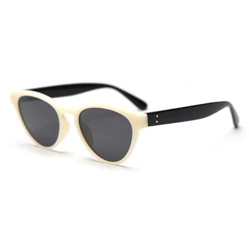 moomoobird Cat Eye polarisierte Sonnenbrille für Frauen TR90 Retro Sonnenbrille UV400 Weibliches Leichtgewicht (beige with black) von moomoobird