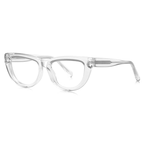 moomoobird Fashion Brillen Anti Blau Licht TR90 Rahmen Brillen Cat Eye Brillen Rahmen für Männer Frauen (transparent) von moomoobird