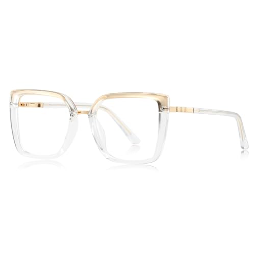moomoobird Große quadratische Brillen blaues Licht Blockieren Computer Mode Brillen Rahmen Frauen TR90 Metall (transparent) von moomoobird