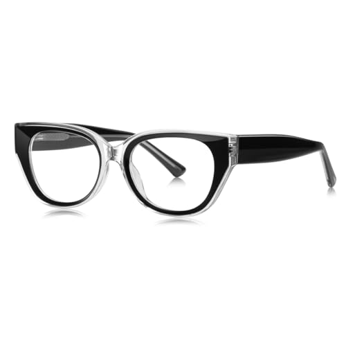 moomoobird Katze Augenbrille Anti Blau Licht TR90 Dicker Rahmen Quadrat Männer Frauen Brillen Rahmen Mode (black clear frame) von moomoobird
