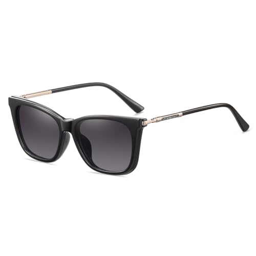 moomoobird Magnetische Clip On Sonnenbrille für Frauen UV400 TR90 Rahmen polarisierte Sonnenbrille Katzenauge (black with grey) von moomoobird