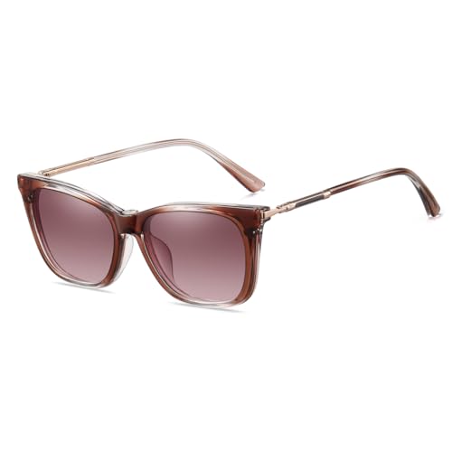moomoobird Magnetische Clip On Sonnenbrille für Frauen UV400 TR90 Rahmen polarisierte Sonnenbrille Katzenauge (brown pattern) von moomoobird