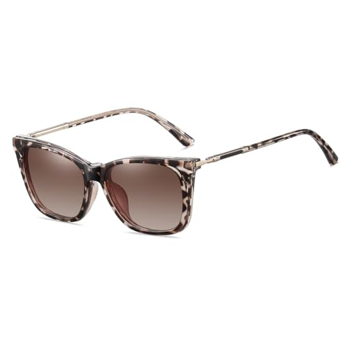 moomoobird Magnetische Clip On Sonnenbrille für Frauen UV400 TR90 Rahmen polarisierte Sonnenbrille Katzenauge (leopard with brown) von moomoobird