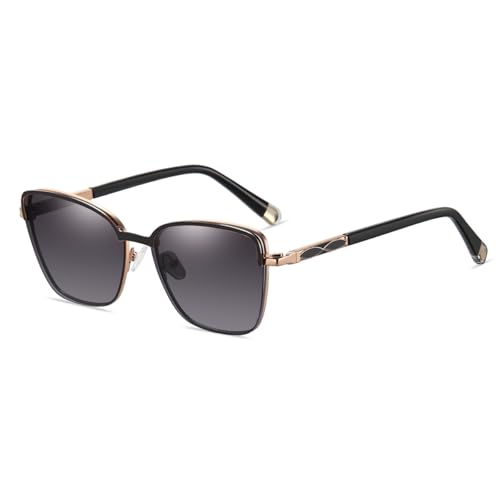 moomoobird Magnetische polarisierte Sonnenbrille Clip On Fahren Metall blaues Licht Katze Augenbrille für Frauen Mode (black gold frame) von moomoobird