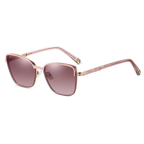moomoobird Magnetische polarisierte Sonnenbrille Clip On Fahren Metall blaues Licht Katze Augenbrille für Frauen Mode (pink gold frame) von moomoobird