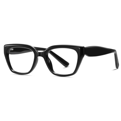 moomoobird Mode Brillen Blau Licht Blockieren TR90 Rahmen Quadrat Brillen Rahmen für Frauen Männer (black with clear) von moomoobird