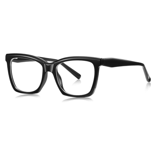 moomoobird Mode Brillen für Frauen Big TR90 Rahmen Klare Linse Quadrat Brillen Rahmen weiblich (black with clear) von moomoobird