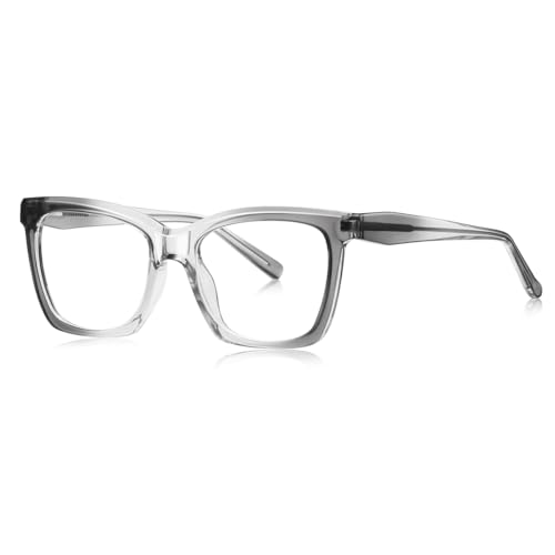 moomoobird Mode Brillen für Frauen Big TR90 Rahmen Klare Linse Quadrat Brillen Rahmen weiblich (grey with clear) von moomoobird
