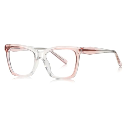 moomoobird Mode Brillen für Frauen Big TR90 Rahmen Klare Linse Quadrat Brillen Rahmen weiblich (pink clear frame) von moomoobird