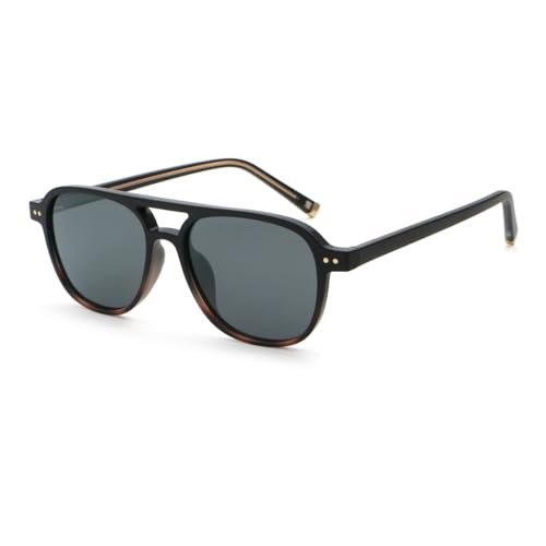moomoobird Polarisierte Sonnenbrille Retro Doppelbrücke Quadrat Sonnenbrille für Männer Frauen UV400 CP Rahmen (black leopard grey) von moomoobird