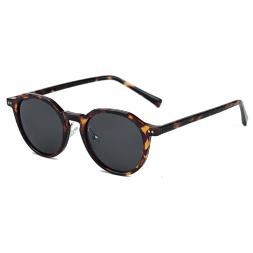 moomoobird Polarisierte Sonnenbrille für Männer Frauen Mode TR90 Runde Sonnenbrille Trendy (leopard with grey) von moomoobird