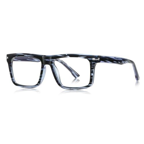 moomoobird Quadratblaue Licht blockierende Brille männliche TR90 Rahmen Mode Gase Rahmen für Männer (blue pattern frame) von moomoobird