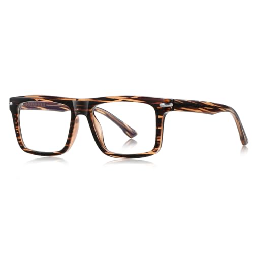 moomoobird Quadratblaue Licht blockierende Brille männliche TR90 Rahmen Mode Gase Rahmen für Männer (brown pattern frame) von moomoobird