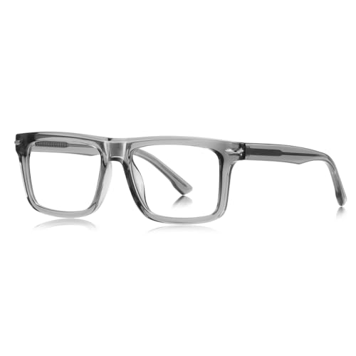 moomoobird Quadratblaue Licht blockierende Brille männliche TR90 Rahmen Mode Gase Rahmen für Männer (grey with clear) von moomoobird