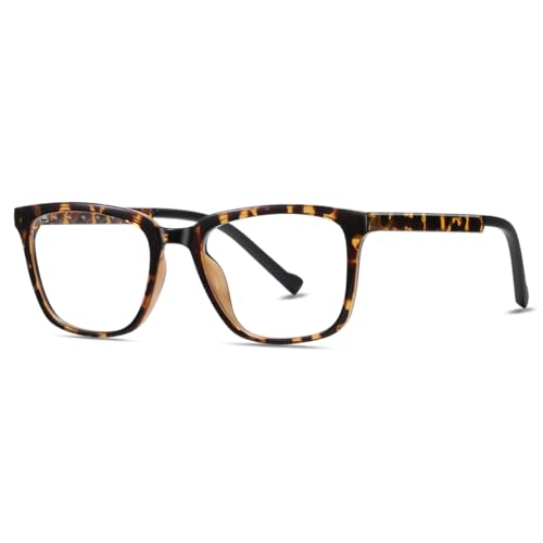 moomoobird Quadratische Brillen Rahmen für Männer Trend Urltra-Licht TR90 Rahmen Männliche Mode Brillen (leopard with clear) von moomoobird