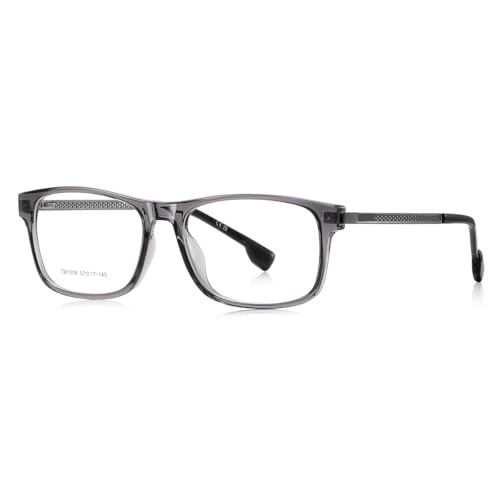 moomoobird Retro Brillen Männliche Ultralight TR90 Rahmen Metall Quadrat Brillen Rahmen für Männer (grey with clear) von moomoobird