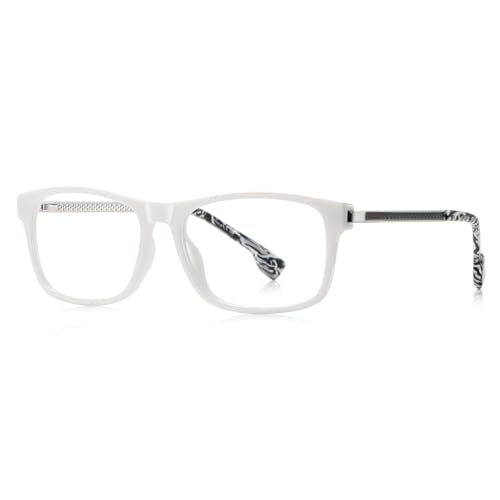 moomoobird Retro Brillen Männliche Ultralight TR90 Rahmen Metall Quadrat Brillen Rahmen für Männer (white with clear) von moomoobird