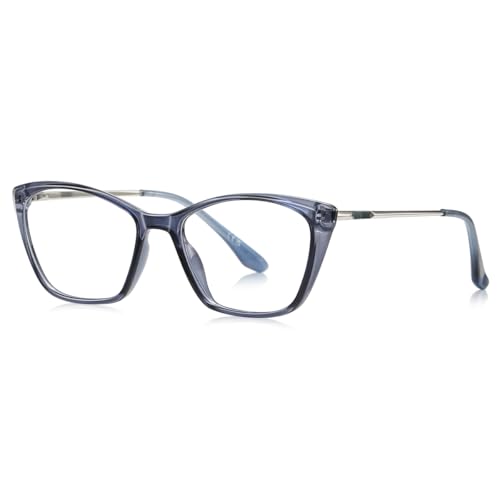 moomoobird Weibliche Katze Auge Brille Rahmen Metall TR90 Blaue Licht Blockierende Brille für Frauen (blue with clear) von moomoobird