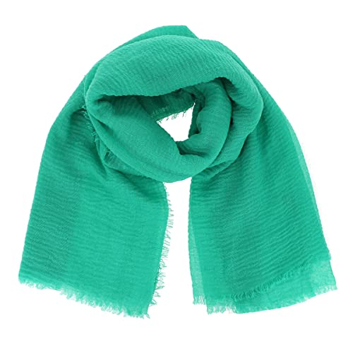 moonbow Einfarbiger Minzgrüner Schal Damen 20% Baumwolle 80% Viskose mit Fransen - Moderne Fashion Damen Stola - Langer und Rechteckiger Tuch 180 cm x 90 cm - Dünnes und Weiches Schaltuch von moonbow