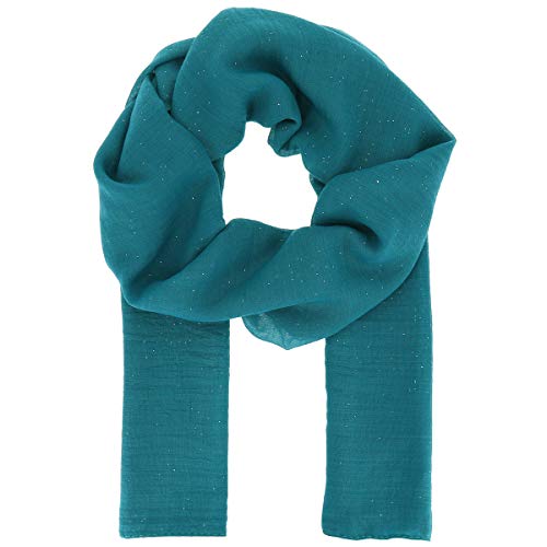 Pfauenblauer Damen Schal Tuch Pailletten 20% Baumwolle 80% Viskose - Langer und Rechteckiger Maxi Schal 180cm x 70cm - Glitzernder Original Tücher Modern und Modisch - Hochzeit Stola von moonbow