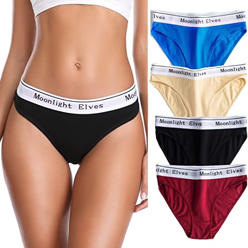 moonlight elves Damen Unterwäsche Baumwolle Bikini Höschen Regular & Plus Size Multipack Hipster Briefs Panty, 065-a-4p, M von moonlight elves