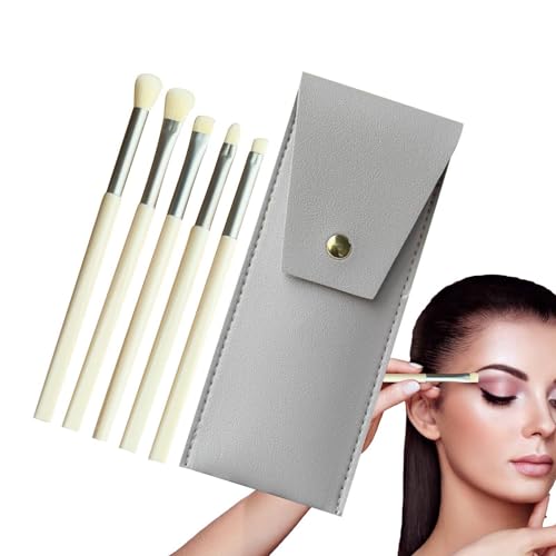 moonyan Augen-Make-up-Pinsel,Make-up-Pinsel Lidschatten - 5 Stück weiche Make-up-Pinsel für Lidschatten - Professionelle Lidschatten-Make-up-Pinsel mit Etui, Mischpinsel für das Augen-Make-up auf von moonyan