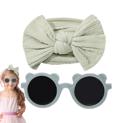 moonyan Baby-Stirnbänder mit Schleifen, Baby-Stirnbänder für Mädchen mit Schleifen,Kinder-Brillen-Haarband-Sets - Weiche Nylon-Baby-Stirnbänder mit Sonnenbrille, Baby-Mädchen-Stirnbänder mit Schleife von moonyan