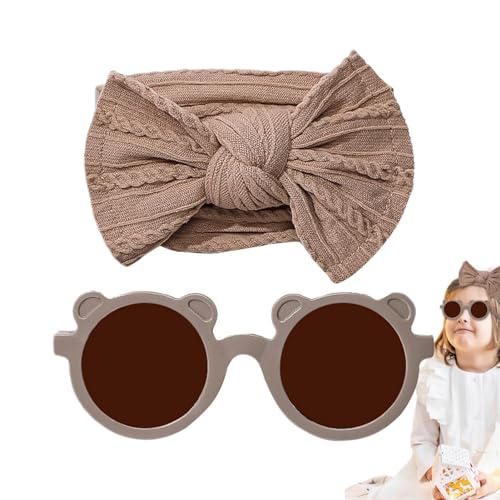 moonyan Baby-Stirnbänder mit Schleifen,Stirnband-Schleifen für Baby-Mädchen | Kinder-Brillen-Haarband-Sets | Weiche Nylon-Baby-Stirnbänder mit Sonnenbrille, Baby-Mädchen-Stirnbänder mit Schleife für von moonyan
