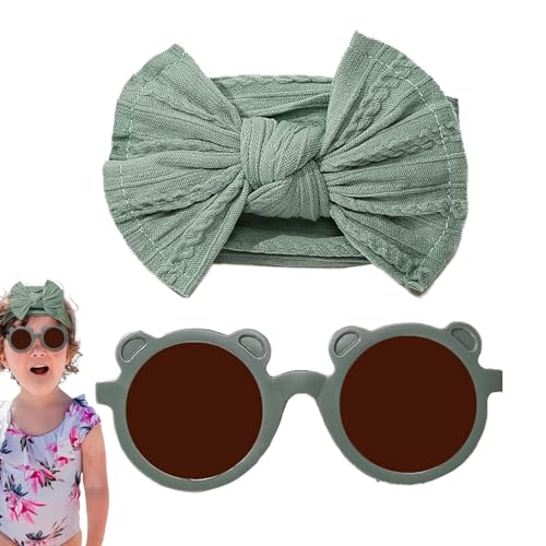 moonyan Baby-Stirnband-Bögen,Baby-Bogen-Stirnbänder - Kinder-Brillen-Haarband-Sets,Weiche Nylon-Baby-Stirnbänder mit Sonnenbrille, Baby-Mädchen-Stirnbänder mit Schleife für Neugeborene, Kleinkinder von moonyan