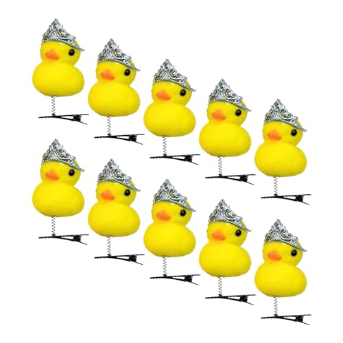 moonyan Enten-Haarspangen,Lustige Enten-Haarnadeln - Lebhaftes gelbes Enten-Haarnadel-Set - 10 Stück gelbe Enten-Design-Plüsch-Haarnadel-Kollektion für Kinder, Frauen, Mädchen von moonyan