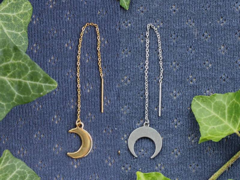 Mond Durchzieh-Ohrringe Silber von mooondesigns