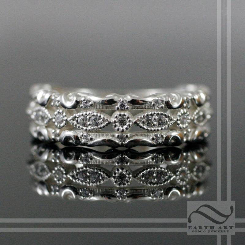 Damen-Skulptural Diamond Band in Sterling Silber von mooredesign13