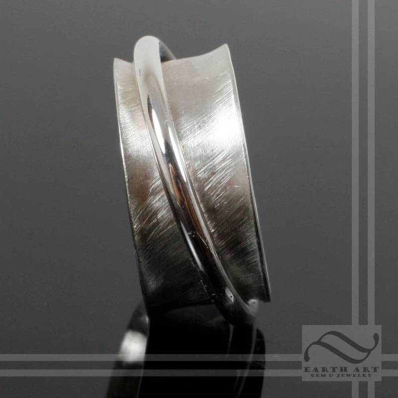 Großer Dicker Sterling Silber Spinner Ring Aka Fidget Mit Gebürsteten Und Polierten Kontrastierenden Oberflächen von mooredesign13