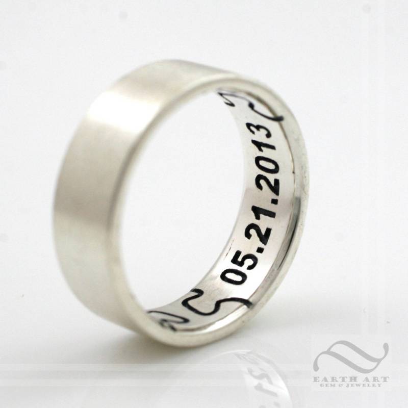 Inneres Puzzleband - Sterling Silber Bewusstseins- Oder Erinnerungsring Und Ehering von mooredesign13