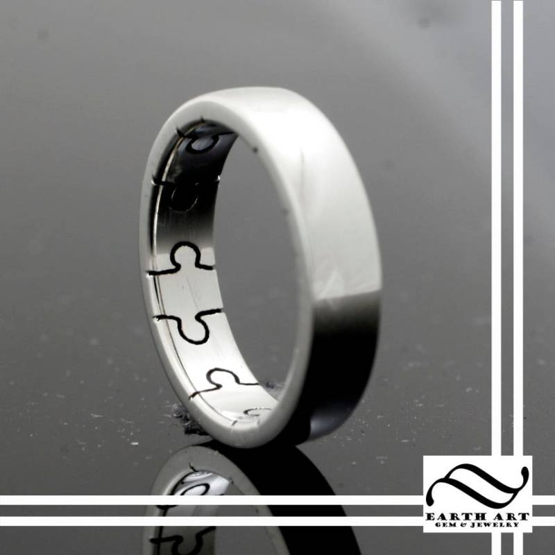 Secret Puzzle Band - Sterling Silber Erinnerungs- Oder Erinnerungsring Ehering von mooredesign13