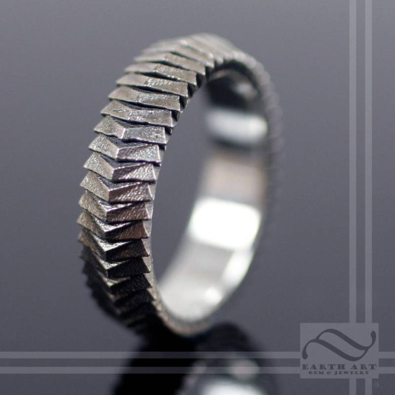 Segmented Scale Armor Ring - Sterling Silber Ehering Mittelalterliches Thema von mooredesign13