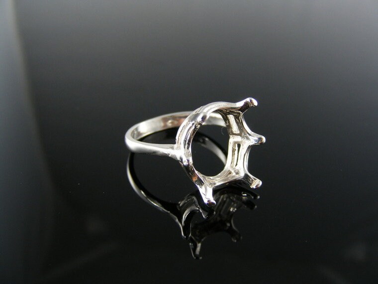 1543 Ring Einstellung Sterling Silber Größe 5, 75, 14 X 12 Mm Ovalen Stein von moosecryjewelry