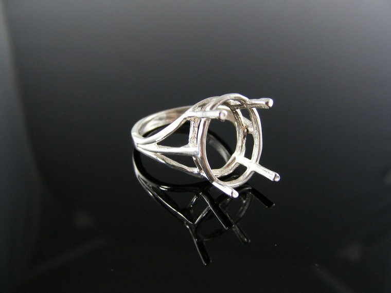 2057 Ring Einstellung Sterling Silber Größe 6, 5, 14 X 10 Mm Ovalen Stein von moosecryjewelry