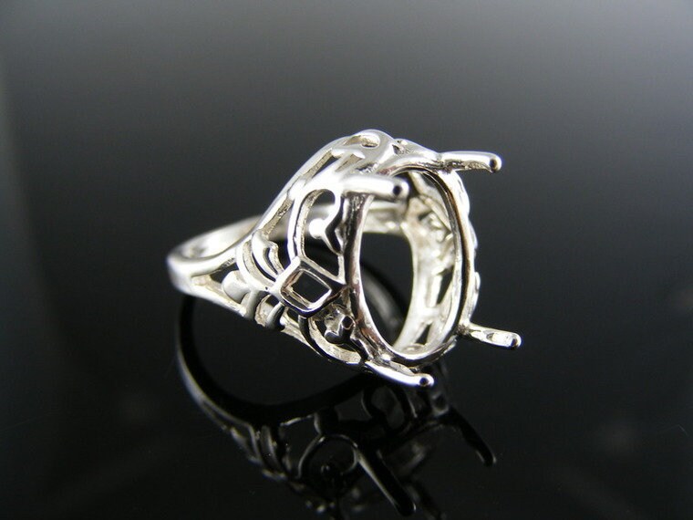 5442 Ring Einstellung Sterling Silber Größe 7, 75, 14x10 Mm Oval Stein von moosecryjewelry