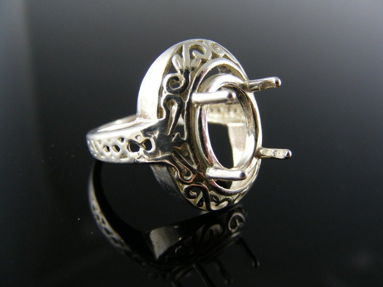 5599 Ring Einstellung Sterling Silber Größe 5, 5, 12 X 10 Mm Ovalen Stein von moosecryjewelry