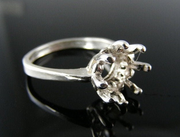 5609 Sterling Silber Ring Einstellung, 9 Mm Runde Facettierten Edelstein, Größe 8, 5 [Kostenloser Versand Und Dimensionierung] von moosecryjewelry