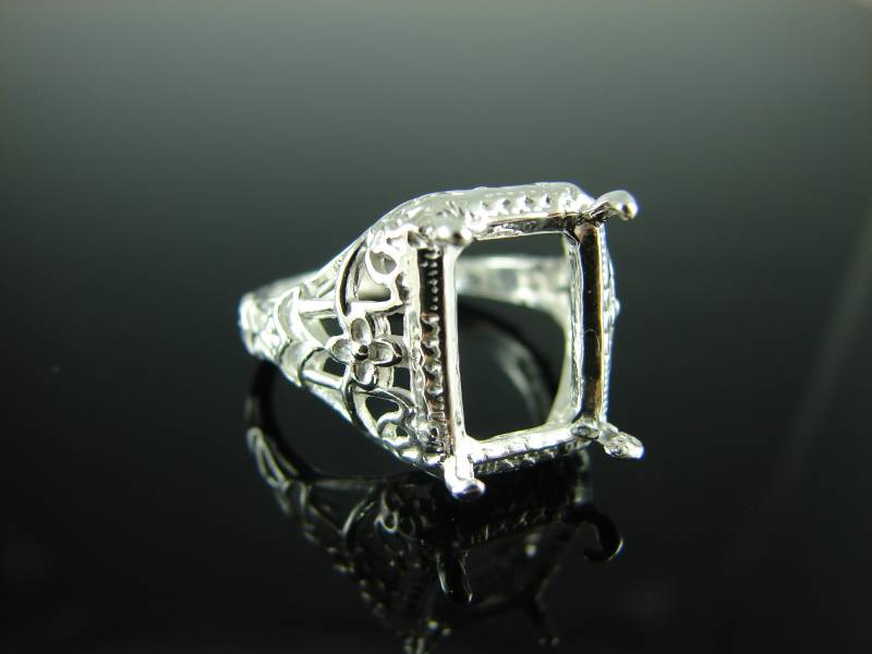 6205 Ring Sterling Silber, Sz 8.25, 12 X 10 Smaragd Edelstein von moosecryjewelry