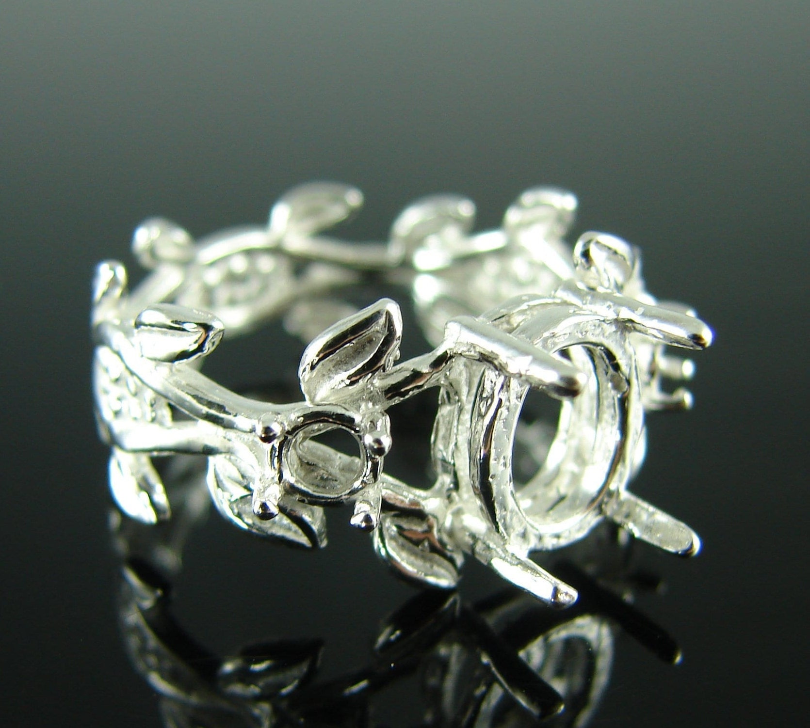 6208 Sterling Silber Ring 1 - 9x7 Mm Oval & 2 3, 5 Rund Edelstein, Größe 8[Kostenloser Versand Und Größe] von moosecryjewelry