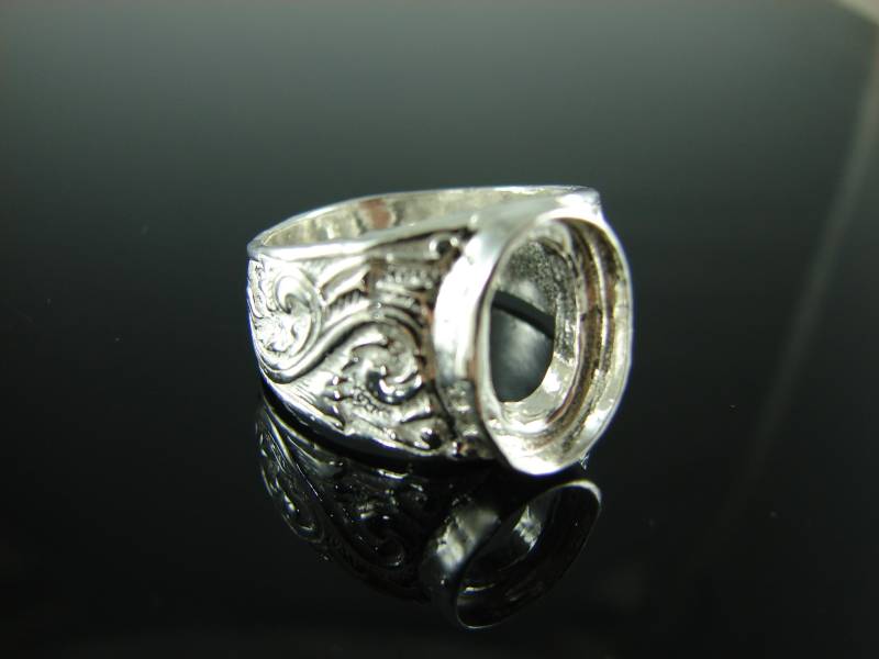6216 Ring Einstellung Sterling Silber Größe 9, 75, 14 X 10 Mm Cab Geschnitten Edelstein von moosecryjewelry
