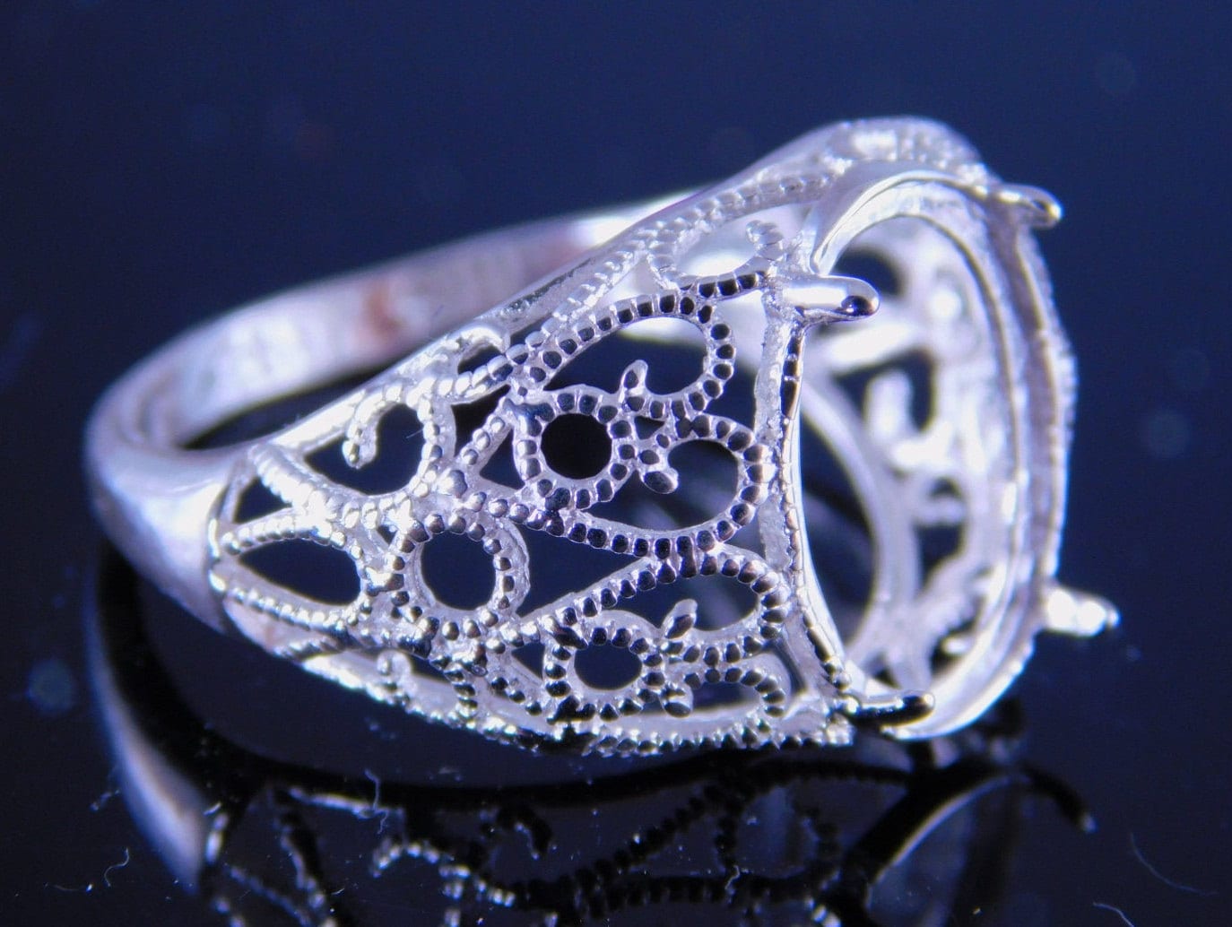 6222 Sterling Silber Filigrane Ring-Einstellung, 12x10 Mm Oval Facettiert Edelstein, Größe 8 [Kostenloser Versand Und Größe] von moosecryjewelry