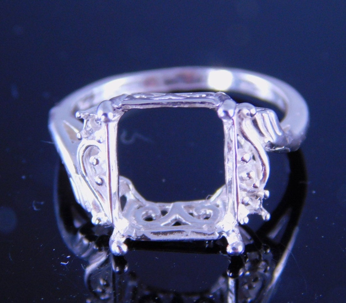 6225 Sterling Silber Ring-Einstellung, 3 Stein, 10 Mm Quadrat & 2 - 1, 5 Rund Edelstein, Größe 7, 5 [Kostenloser Versand Und Größe] von moosecryjewelry